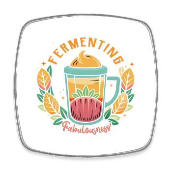 Verre à thé fruité style vintage - Magnet carré - blanc - Devant