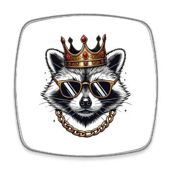 Cool Raccoon King with Crown Urban Swag - Square fridge magnet - white - Front