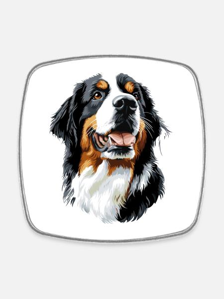 Bouvier bernois Chiens mignons Bouvier suisse - Magnet carré - blanc