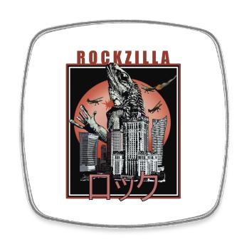 T-shirt rétro Kaiju City Battle - Magnet carré - blanc - Devant