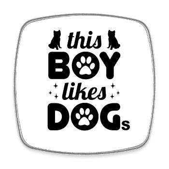Ce garçon aime les chiens - Magnet carré - blanc - Devant