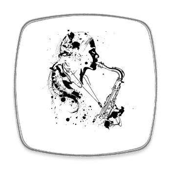 Saxophonist Street Art - Square fridge magnet - white - Front