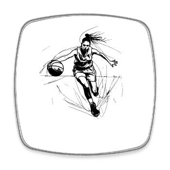 Basketteuse - Magnet carré - blanc - Devant