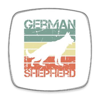 Retro German Shepherd - Square fridge magnet - white - Front