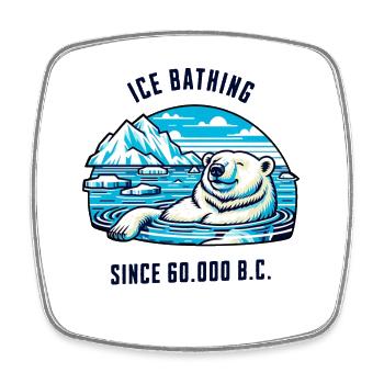 Polar bear bathing in the Arctic cold physio - Square fridge magnet - white - Front