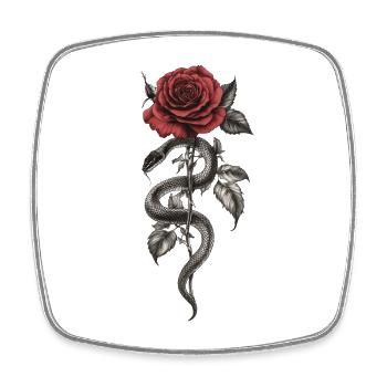 Natter Rose Blumen Ästhetik Schlange Geschenk - Viereckiger Kühlschrankmagnet - Weiß - Vorne