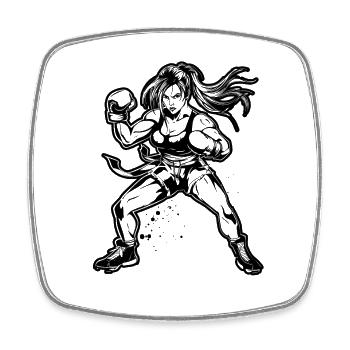 Kickboxer Drawing - Square fridge magnet - white - Front