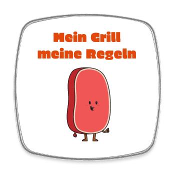 mein grill, meine regeln - Viereckiger Kühlschrankmagnet - Weiß - Vorne