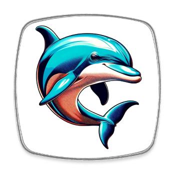 Delfin - Viereckiger Kühlschrankmagnet - Weiß - Vorne