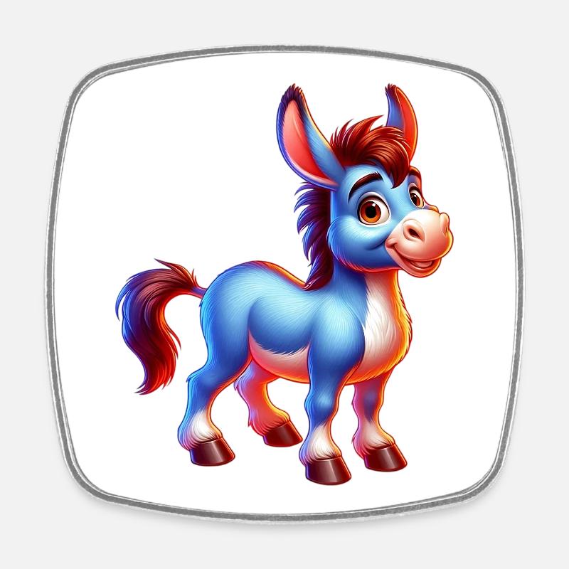 Mule âne - Magnet carré - blanc