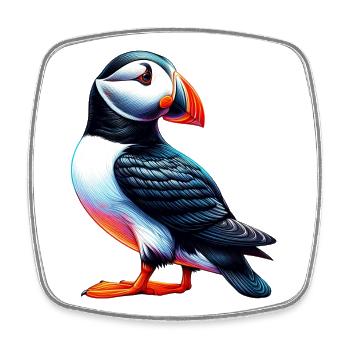 Puffin - Square fridge magnet - white - Front