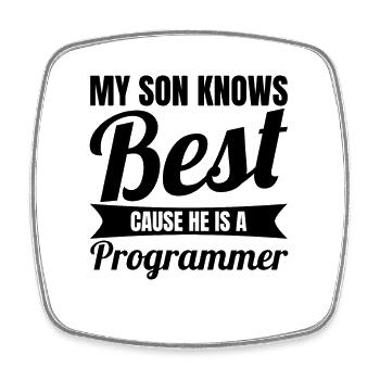 Programmierer Sohn - Viereckiger Kühlschrankmagnet - Weiß - Vorne