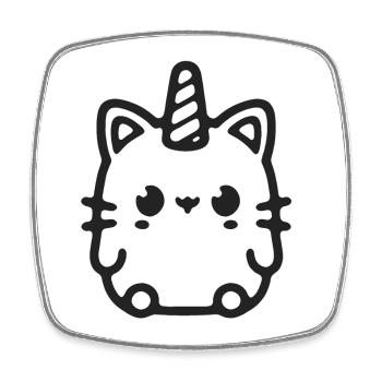Kleines Einhorn Linienkunst - Viereckiger Kühlschrankmagnet - Weiß - Vorne