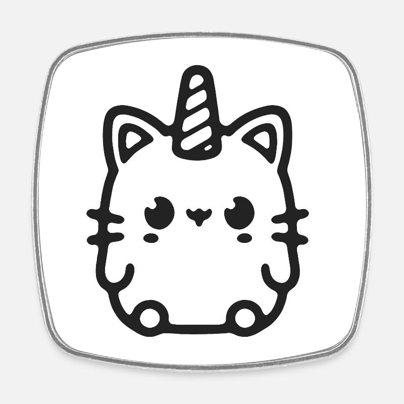 Kleines Einhorn Linienkunst - Viereckiger Kühlschrankmagnet - Weiß