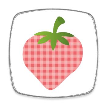 Strawberry with check pattern - personalizable - Square fridge magnet - white - Front