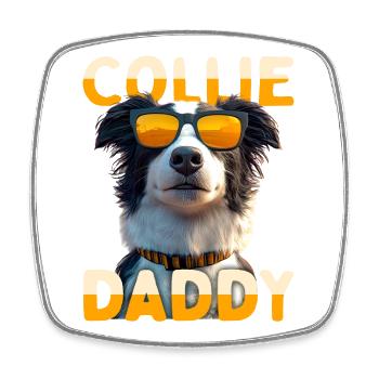 Border Collie Daddy Dogs Dad Father's Day Collie Dad - Square fridge magnet - white - Front