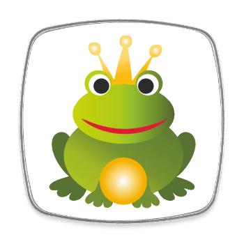 Prince Grenouille - avec Couronne et Boule d’Or - Prince - Magnet carré - blanc - Devant