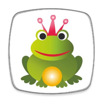 Prince grenouille - avec couronne rose et boule dorée - Magnet carré - blanc - Devant