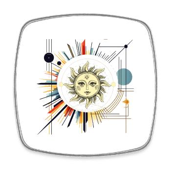 Sun Star Cosmos Ray Art - Square fridge magnet - white - Front