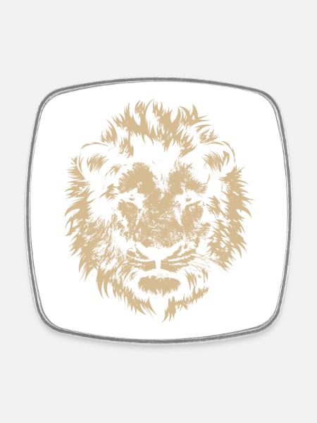 Löwe Portrait Natur Wildnis Tier Symbol Grafik - Viereckiger Kühlschrankmagnet - Weiß