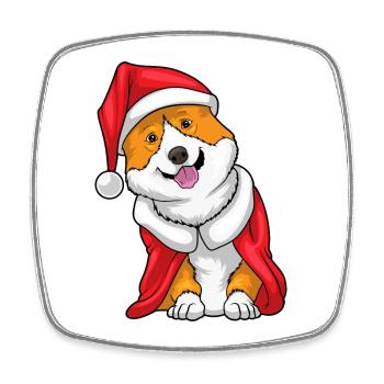 Corgi Christmas Christmas Hat - Square fridge magnet - white - Front