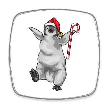 Penguin Christmas Candy Cane - Square fridge magnet - white - Front