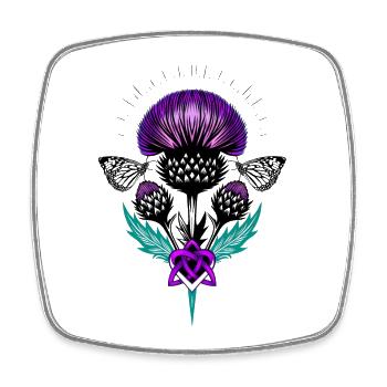 Distel mit Triquetra Herz und Distelfalter - Viereckiger Kühlschrankmagnet - Weiß - Vorne