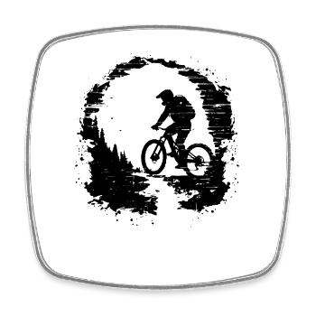 Mountainbiken - Viereckiger Kühlschrankmagnet - Weiß - Vorne