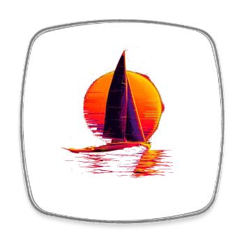Oldschool Sailing - Square fridge magnet - white - Front
