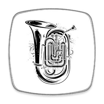 Tuba Drawing - Square fridge magnet - white - Front