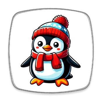 Pinguin - Viereckiger Kühlschrankmagnet - Weiß - Vorne