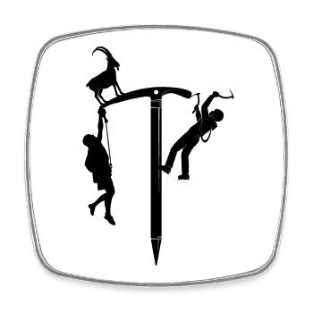 Silhouette du grimpeur sur corde - Magnet carré - blanc - Devant