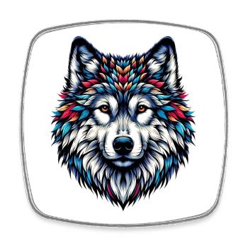 Wolf - Square fridge magnet - white - Front