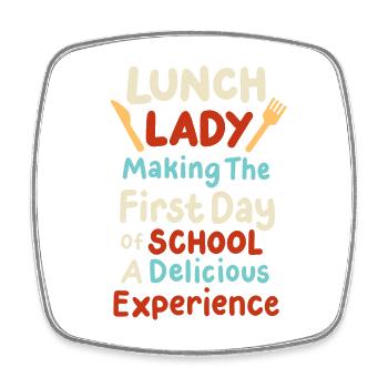 Lunch Lady erster Schultag zurück zur Schule - Viereckiger Kühlschrankmagnet - Weiß - Vorne