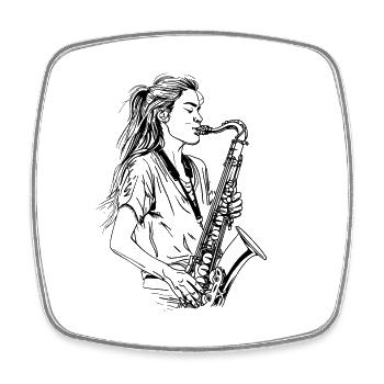 Saxophone Player Sketch - Square fridge magnet - white - Front