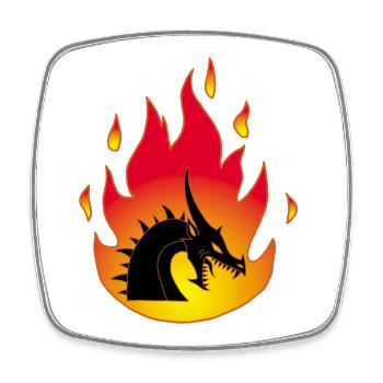 Dragon de feu - Magnet carré - blanc - Devant