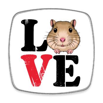Love Gerbil Spruch Rennratte Rennmaus Geschenk - Viereckiger Kühlschrankmagnet - Weiß - Vorne