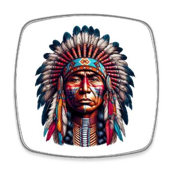 Amerikanisch, Indianer, Amerikaner - Viereckiger Kühlschrankmagnet - Weiß - Vorne