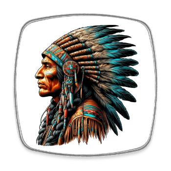 Amerikanisch, Indianer, Amerikaner - Viereckiger Kühlschrankmagnet - Weiß - Vorne