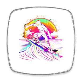 Surfer Vaporwave - Viereckiger Kühlschrankmagnet - Weiß - Vorne