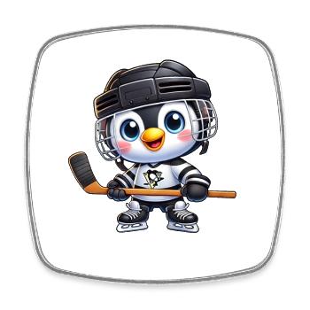 Hockeys Pinguin Eishockeyspieler Cartoon Kinder - Square fridge magnet - white - Front