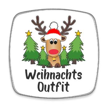 Rentier Weihnachtsoutfit Tannenbäume Weihnachten - Viereckiger Kühlschrankmagnet - Weiß - Vorne