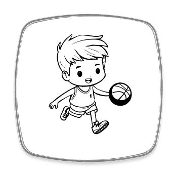 Basketballer Junge - Viereckiger Kühlschrankmagnet - Weiß - Vorne