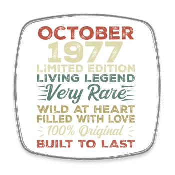 1977 October 1977 birthday October 1977 Original - Square fridge magnet - white - Front
