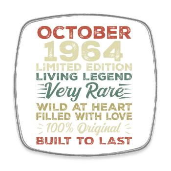 1964 October 1964 birthday October 1964 Original - Square fridge magnet - white - Front