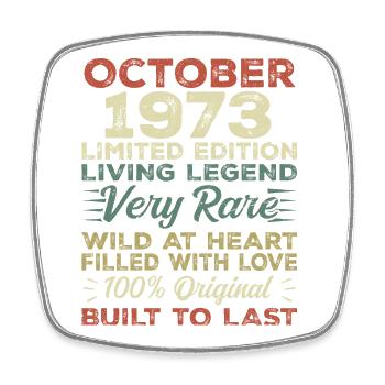 1973 October 1973 birthday October 1973 Original - Square fridge magnet - white - Front