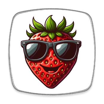 Cool Strawberry Fruit Summer Sunglasses Fun - Square fridge magnet - white - Front