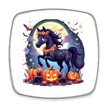 Magisches Halloween Pferd Mädchen Abenteuer - Viereckiger Kühlschrankmagnet - Weiß - Vorne