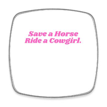This Funny Save a Horse ride a Cowboy in pink - Viereckiger Kühlschrankmagnet - Weiß - Vorne