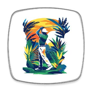 Golfeur - Magnet carré - blanc - Devant